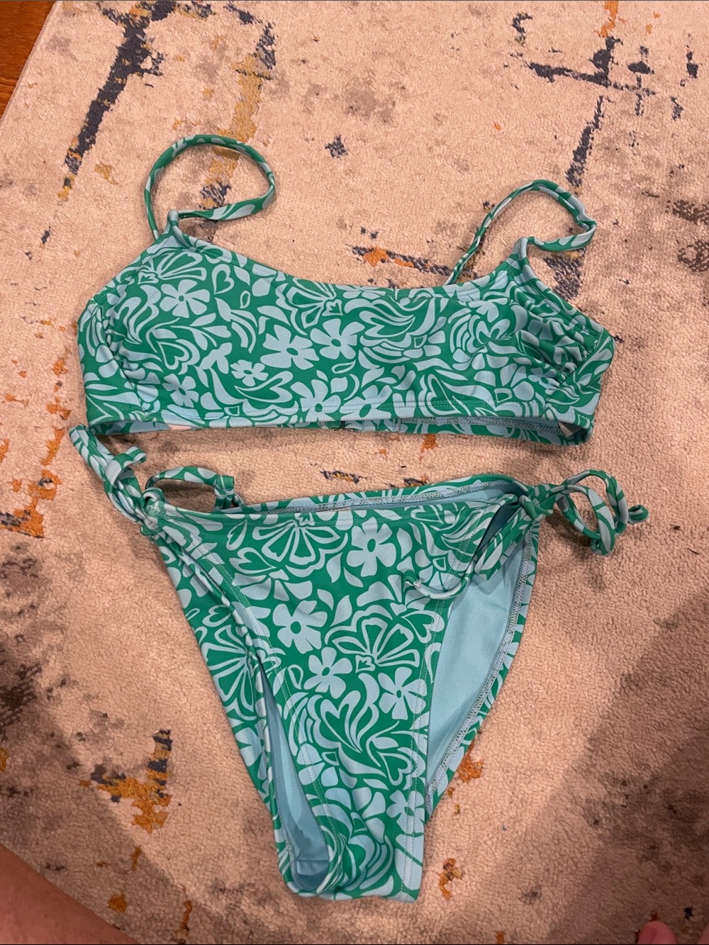wild fable Green and Light Blue Floral Bikini Bottoms